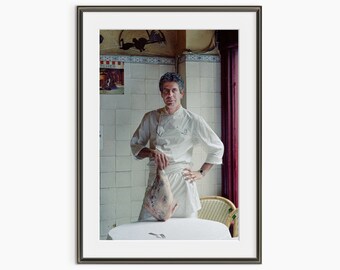 Anthony Bourdain, fotografieprints, kookposter, keukenprints, chef-kokposter, keukenmuurkunst, museumkwaliteit fotografieposter