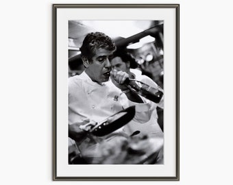 Impresión de Anthony Bourdain, impresión fotográfica, cartel de cocina del chef, decoración de la pared de la cocina, arte de la pared en blanco y negro, impresión de arte fotográfico de calidad del museo