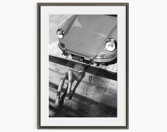 Porsche 911, Impresiones fotográficas, Cartel de Porsche, Arte de pared Porsche, Cartel de coche, Arte de pared en blanco y negro, Cartel de fotografía de calidad de museo