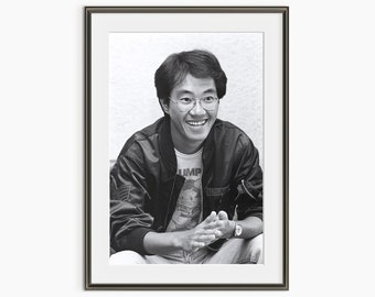 Akira Toriyama, Photography Prints, Dragon Ball Creator, Japanese Manga Artist, Black and White Wall Art, Museum Quality Photography Poster