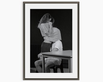 Sensual Couple Poster, Black White Wall Art, Romantic Couple Poster, Black White Photos, Cute Couple Moments, Museum Quality Photo Art Print