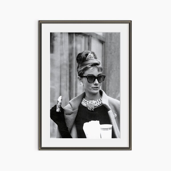 Audrey Hepburn Print, Breakfast at Tiffany's Set, Audrey Hepburn Wearing Givenchy Dress, Black White Print, Museum Quality Photo Art Print