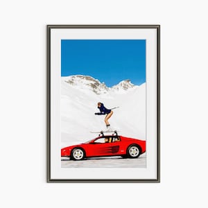 Off Piste Print, Tony Kelly, Photography Prints, Los Angeles, Fine Art Photo, Ski on Ferrari, Retro Poster, Museum Quality Photo Art Print