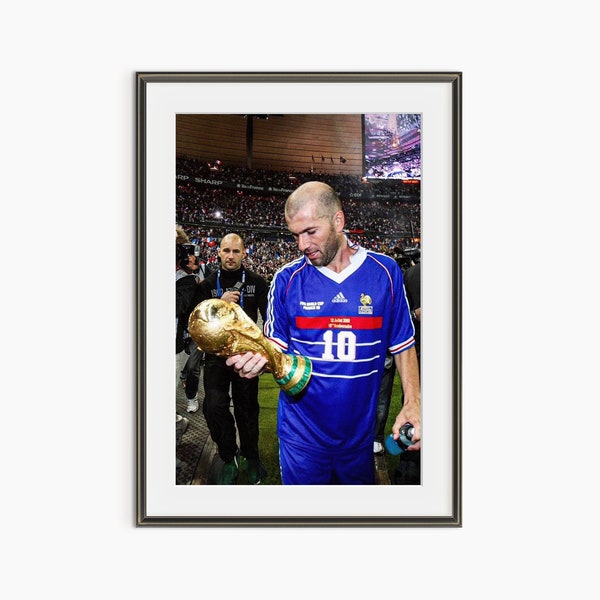 Zinedine Zidane Print, France National Football Team, 1998 FIFA World Cup, Football Poster, Photography Prints, Museum Quality Sports Poster