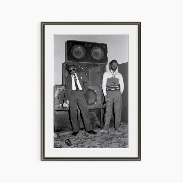 Vintage Photo Print, 80s Sound System Culture in Jamaica and UK, Retro Photography Prints, Black White Print, Museum Quality Photo Art Print