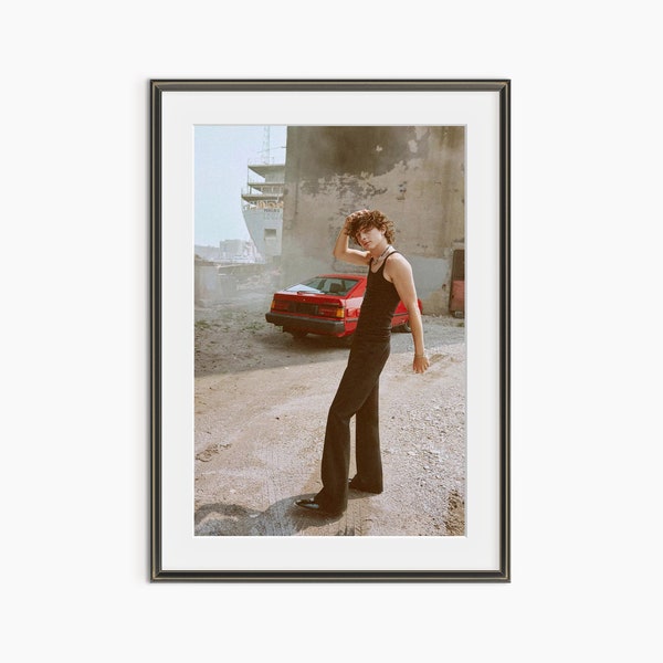 Timothee Chalamet Poster, Retro Red Car Photo, Fashion Art Poster, Photography Print, Movie Star Poster, Museum Quality Photo Print