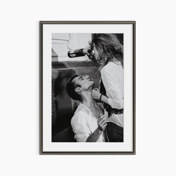 Sensual Couple Print, Woman Pours Wine into Man's Mouth, Black and White Photos, Photography Prints, Museum Quality Photo Art Print