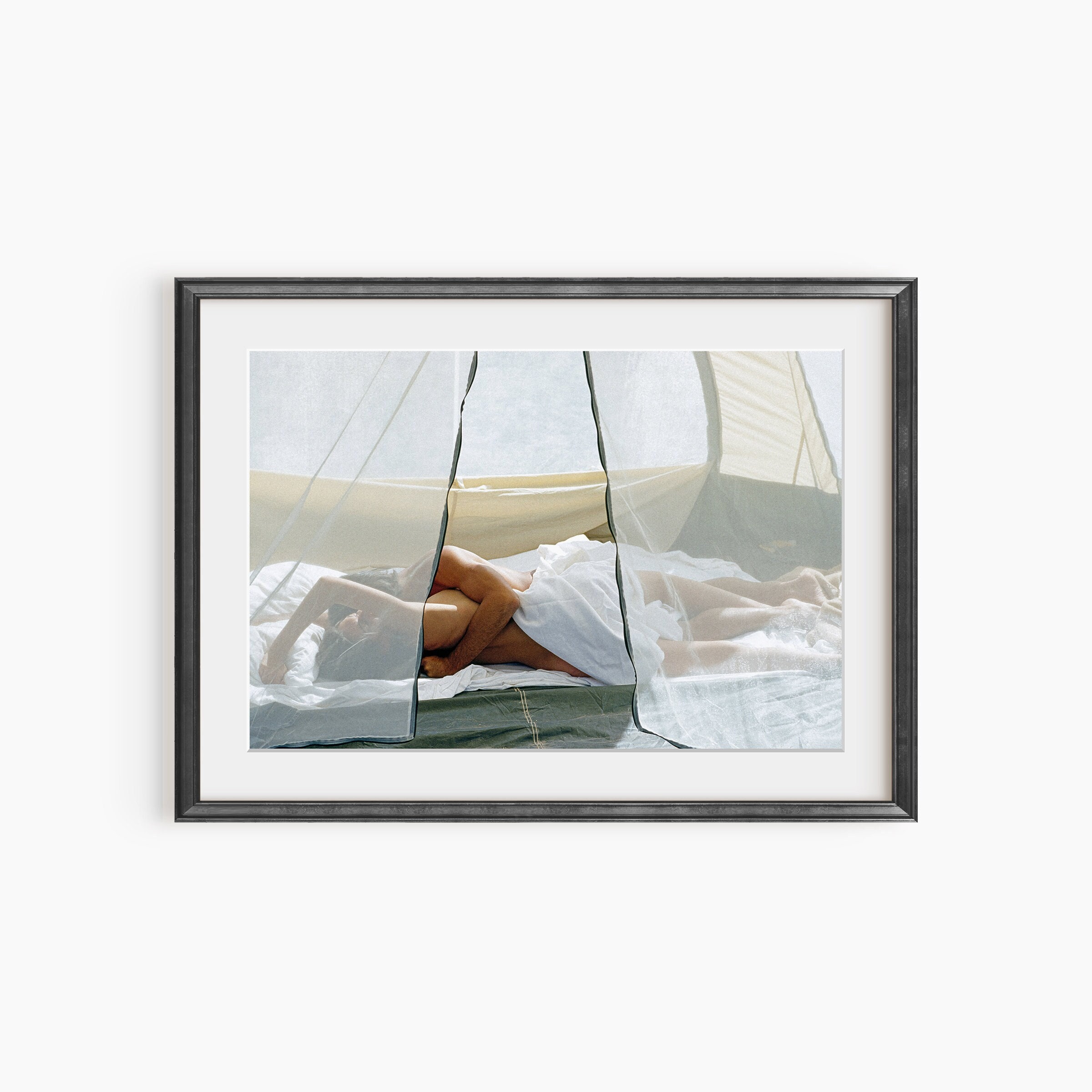 Nude Couple in Tent Poster, Naked Couple in Bed, Nude Photo Art Print, Nude Photography Print