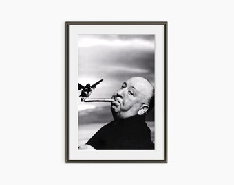 Alfred Hitchcock, tirages photo, affiche Hitchcock, impression Hitchcock, art mural noir et blanc, affiche photographie de qualité musée