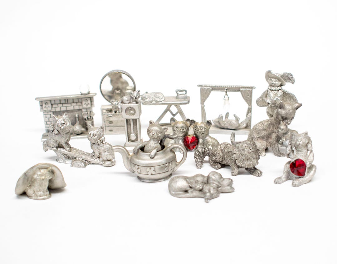 Spoontiques Pewter Cat Vintage 1980's Lot of 14 Miniature Figures - Etsy