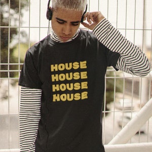 Camiseta unisex con repetición de música house, camiseta para festivales DJ Tech Trance Rave, camiseta con estampado gráfico de regalo para amantes de la música.