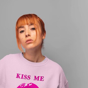Kiss Me Red Lips Sweatshirt, Sexy Juicy Lips Pullover, Gift for Her, Ladies Crewneck Jumper, Valentine&#39;s Day Apparel