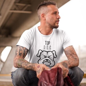 Bulldog Face Tee, Dog Lovers Shirt, Funny Dog Cartoon  Print Top, Unisex T-Shirt, Cool Apparel, Graphic Tee Sleeve Print Branded