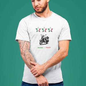 Vespa Scooter Stars Italian Flag Unisex T-Shirt, Cool Vintage Lambretta Retro Piaggio Apparel, Gift for Him/Her, Birthday/Father&#39;s Day