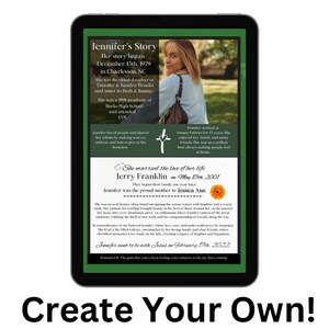 Tribute Memorial Template Digital Loved One Funeral Gift Loss Grief Memories