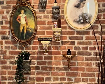 Vintage Wall Sconce Gold Shelf set dark academia decor