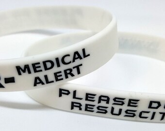 2x White DNR Please Do Not Resuscitate Medical Alert Wristband Bracelet Emergency First Aid Wristbands