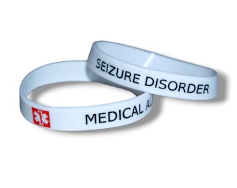 2 bracelets d'alerte médicale pour troubles épileptiques, bracelet en silicone, bracelets de premiers soins d'urgence