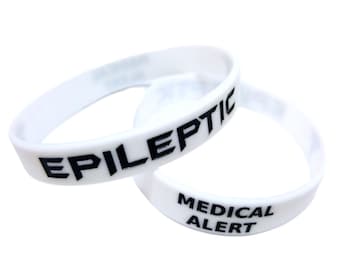 2x bracelet blanc épilepsie épilepsie alerte médicale bracelet de sensibilisation bracelets de premiers soins en silicone