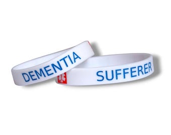 2x DEMENTIA SUFFERER Safety Medical Alert Wristband Silicone Bracelet First Aid Emergency Wristbands