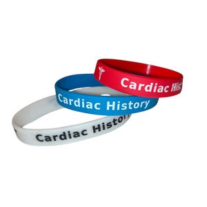 3x Herz-Geschichte Armbänder Medizinisches Bewusstsein Alarm Armband Herz-Krankheit rot blau weiß Unterstützung