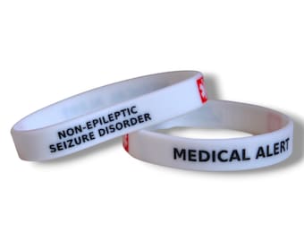 2x bracelet d'alerte médicale pour troubles épileptiques, bracelet en silicone, non épileptique, bracelets de premiers soins d'urgence NEAD