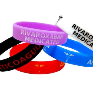 5X RIVAROXABAN Medicated  Medical Alert Wristband Awareness Anticoagulant Emergency First Aid Wristbands Bracelet