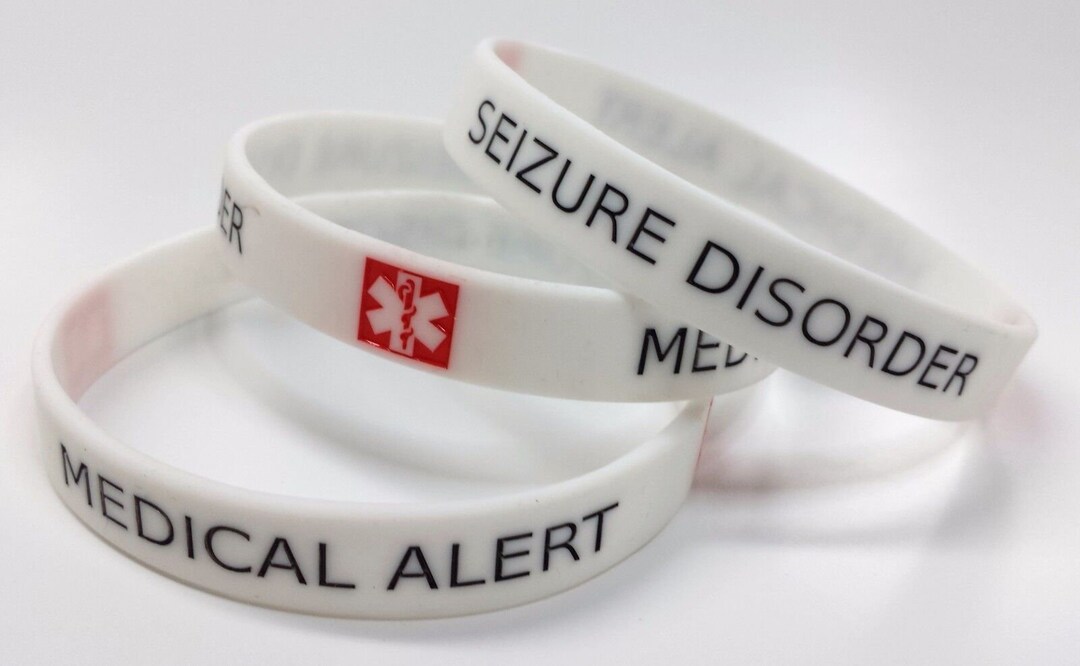 2x SEIZURE DISORDER Medical Alert Wristband Silicone Bracelet Emergency