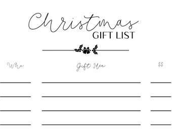 Christmas Gift Planner, printable, Gift Ideas, Gift Shopping List, US Letter, Printable & Fillable