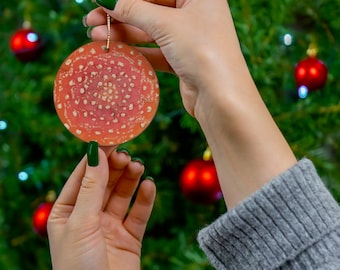 Mushroom ornament, cottagecore ornament, cottagecore Christmas, mushroom Christmas, woodland ornament, Orange Aminita Ornament,yule ornament