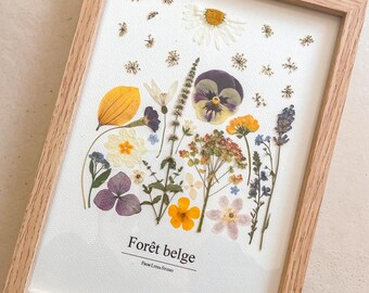 Belgian Forest! · Framed pressed flower print 23 × 32 cm · Handmade botanical art