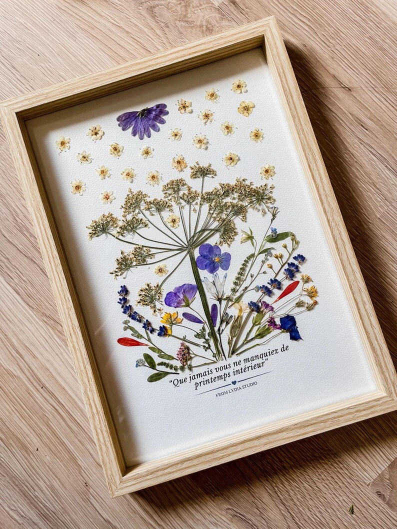 Détail des fleurs pressées de « Printemps ! »