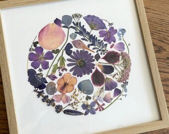 Botanical poetry! · Framed pressed flower print 21.7 × 21.7 cm · Handmade botanical art