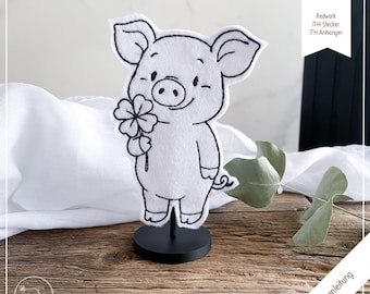 Archivo de bordado ITH - Cerdito de la suerte