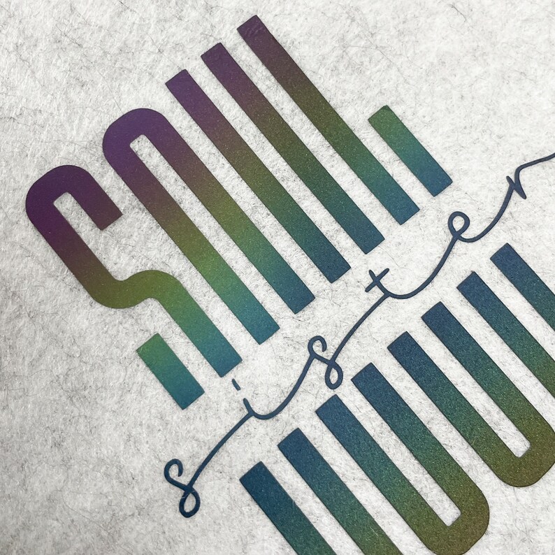 May include: A rainbow iridescent graphic with the text "Sister" written in a cursive font.