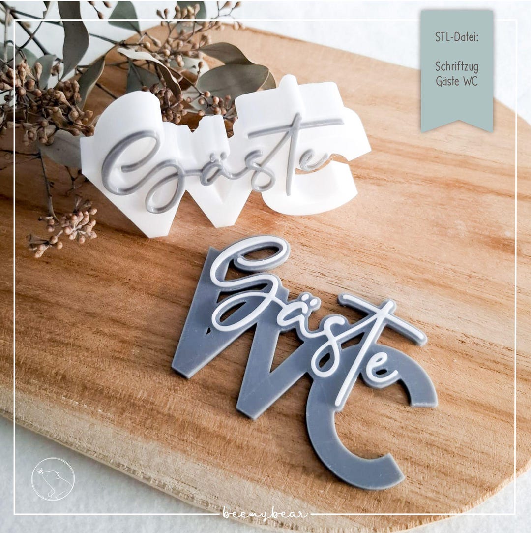 Toileting Lettering STL File Lettering Guest Toilet - Etsy