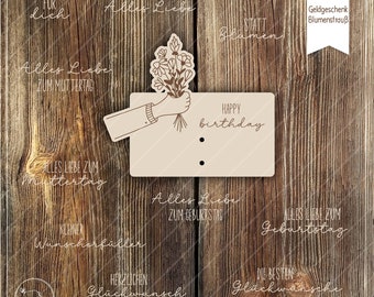 Laserbestand geld cadeau boeket bloemen