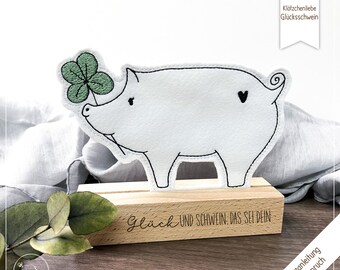 Archivo de bordado ITH Klötzchenliebe Lucky Pig Redwork