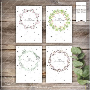 Printdatei KARTEN Florale Kränze Happy Birthday