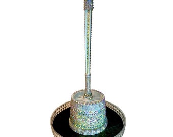 Rhinestone Encrusted Toilet Cleaning Brush and Holder Blinged AB Crystal