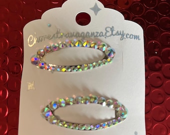A pair of Bling Clip Barettes 2" wide