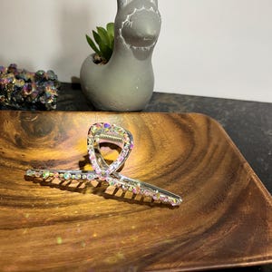 Retro 90’s Blinged Hair Clip Metal w AB Rhinestones