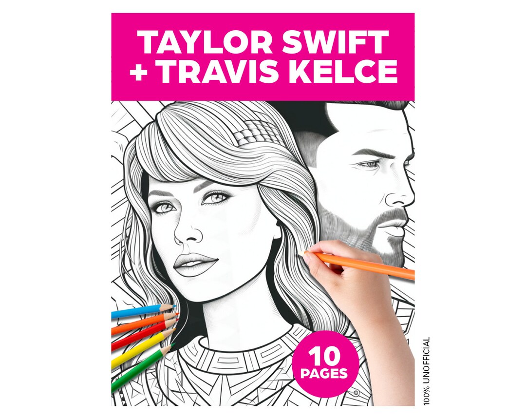 Taylor Swift & Travis Kelce Coloring Book - Instant Download PDF - 10 ...