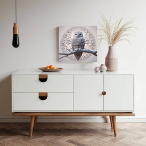Owl Wall Art White Snowy Owl Art Owl Lover Gift Canvas Print Animal Art ...