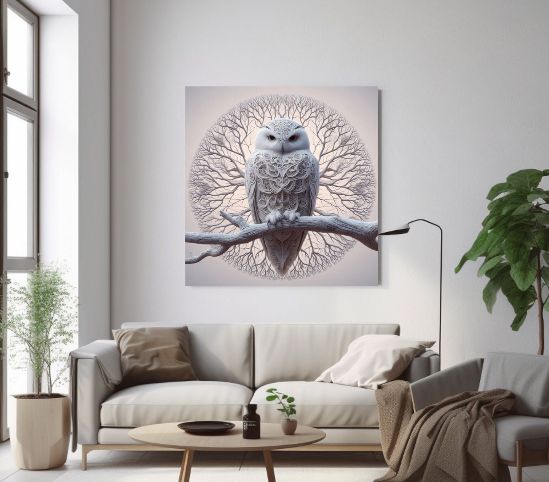 Owl Wall Art White Snowy Owl Art Owl Lover Gift Canvas Print Animal Art ...