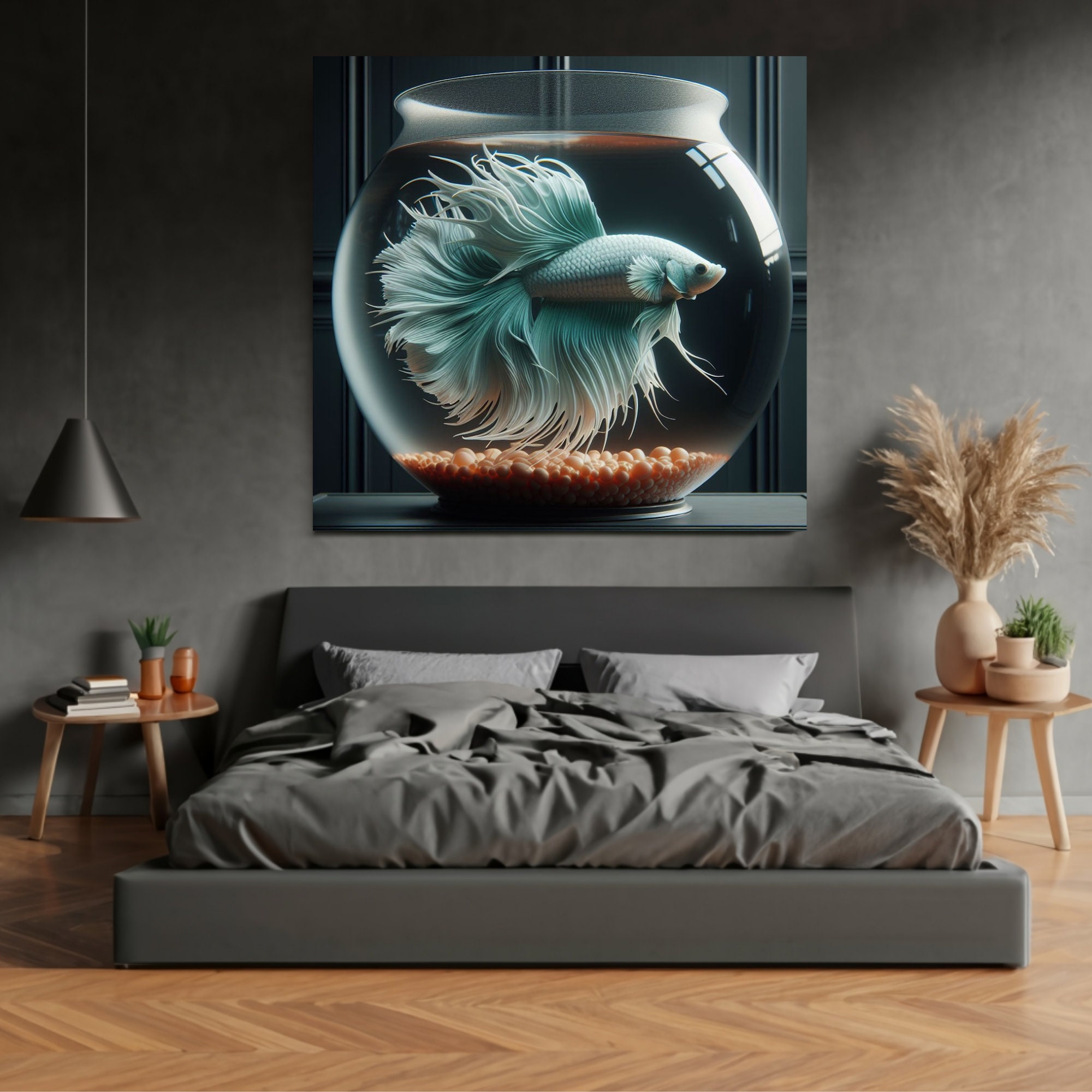 Betta Cottagecore Muted Colors Turquoise Wall Art Canvas Rainbow ...