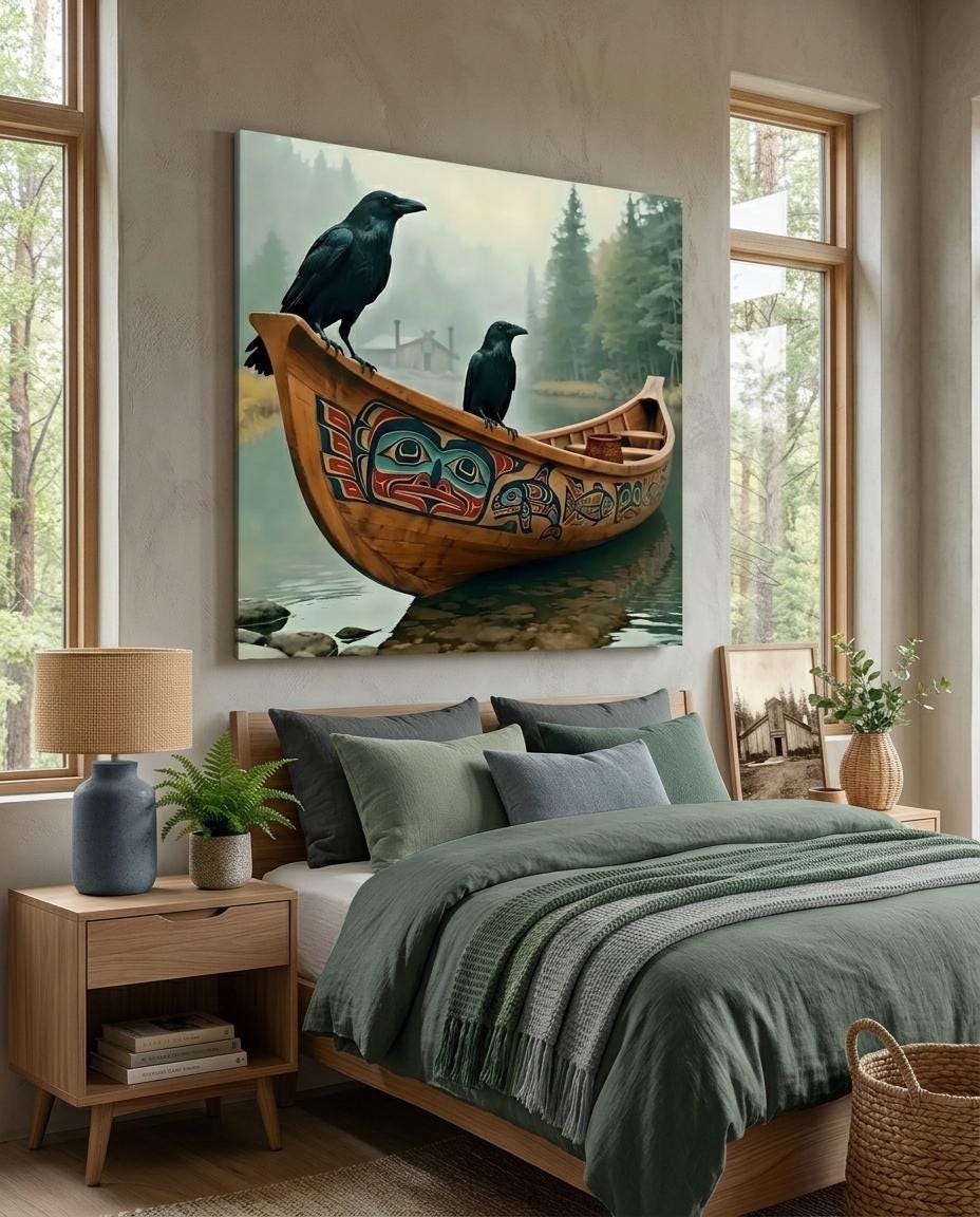 Haida Inspired Black Raven Wall Art Raven Coast Salish Pacific ...