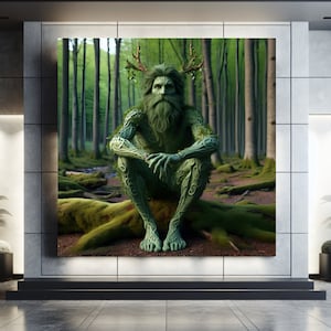 Green Man Cernunnos Wall Art Canvas Print Celtic God of Nature Green Man Horned God Of The Forest New Age Gift Shop Decor Boho Wall Art Gift
