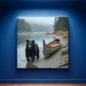 Black Bear Wall Art Haida First Nations Makwa Salish Pacific Northwest Aesthetic Canoe Gift PNW Wildlife Art Lodge Cabin Decor Gift Shop