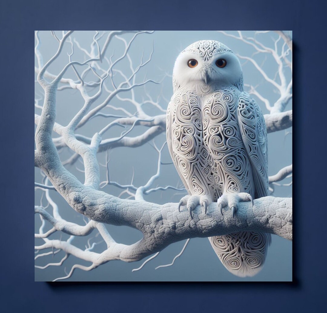 Owl Wall Art White Snowy Owl Art Owl Lover Gift Canvas Print Animal Art ...
